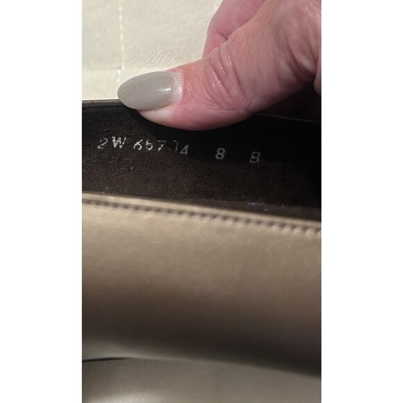 Stuart Weitzman Sz 8 B Bronze Leather Pumps Block Heels Square Toe Formal Shoes - Picture 5 of 13